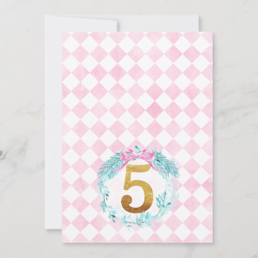 Wreath Nutcracker Land der Süßigkeiten 5. Geburtst Einladung (Rückseite)