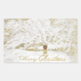 Wreath on Snow Tree Rechteckiger Aufkleber