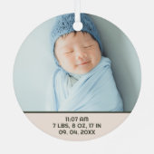 Wreath Photo Personalized Baby's First Christmas Ornament Aus Metall (Rückseite)