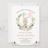 Wreath Pink Floral Irgendein sonniger 1. Geburtsta Einladung (Vorderseite)