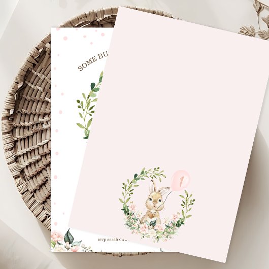 Wreath Pink Floral Irgendein sonniger 1. Geburtsta Einladung