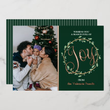 Wreath Real Foil Holiday Foto Card