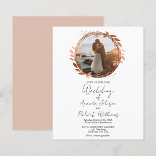 Wreath Rose Gold Foil Calligrafy Foto Hochzeit in