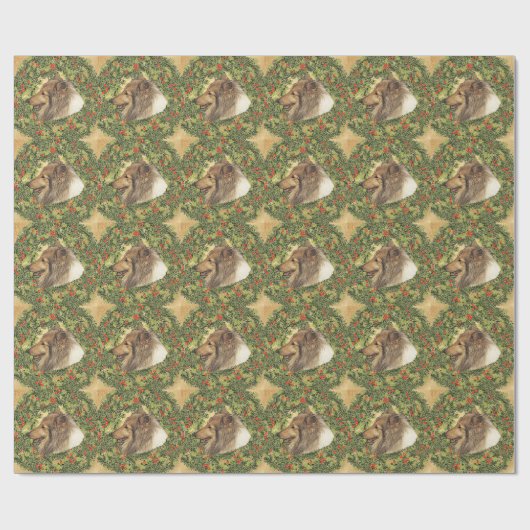 Wreath Rough Collie Geschenkpapier (Flach)