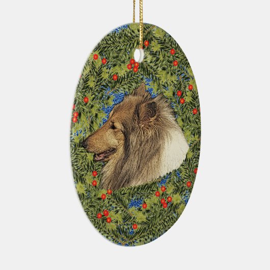 Wreath Rough Collie Keramikornament (Rechts)
