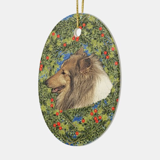 Wreath Rough Collie Keramikornament (Links)
