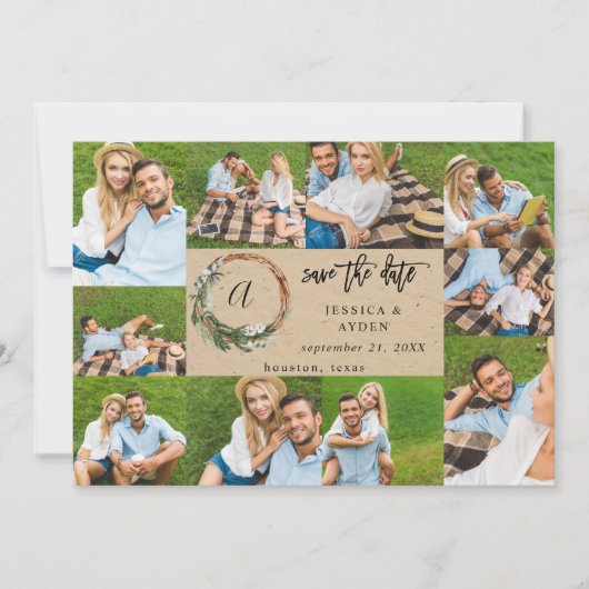 Wreath Rustic 10 Multi-Foto Save the Date (Vorderseite)