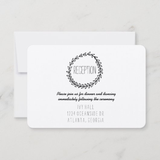 Wreath Rustic Kraft Empfang Einladung (Vorderseite)