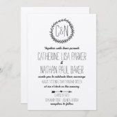 Wreath Rustic Kraft Wedding Einladung (Vorne/Hinten)