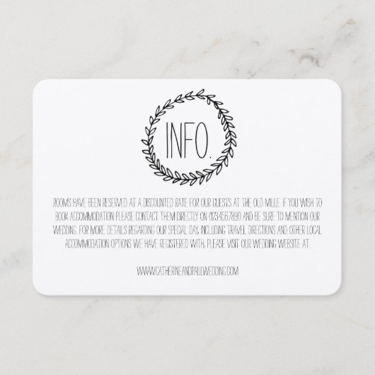 Wreath Rustic Kraft Wedding Information Card Begleitkarte (Vorderseite)
