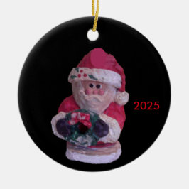 WREATH SANTA 2018 COLLECTOR CHRISTMAS KERAMIK ORNAMENT