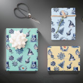 Wreath Snowflake Monogram für Navy und Gray Elf Tr Geschenkpapier Set
