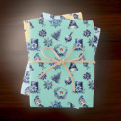 Wreath Snowflake Monogram für Navy und Gray Elf Tr Geschenkpapier Set