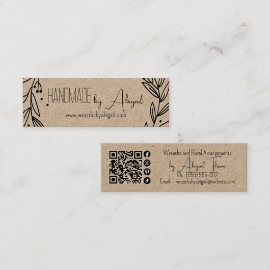 Wreath Vines Handmade | Handgefertigte Visitenkart Mini Visitenkarte (Vorne/Hinten)