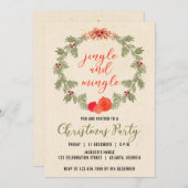 Wreath Vintage Weihnachts-Party Einladung (Vorne/Hinten)