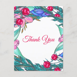 Wreath Watercolor zeichn Vielen Dank Feiertagspostkarte