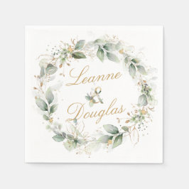 Wreath Wedding mit grünem und goldfarbenem Blattwe Serviette