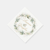 Wreath Wedding mit grünem und goldfarbenem Blattwe Serviette (Ecke)