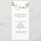 Wreath Wedding Programme für grüne botanische Blät (Vorderseite)