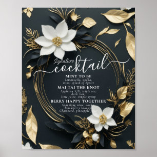 Wreath Wedding Signature Cocktails Drinks Menü Poster