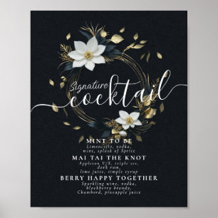 Wreath Wedding Signature Cocktails Drinks Menü Poster