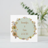 Wreath Wedwers Floral Vector Vielen Dank Einladung (Stehend Vorderseite)