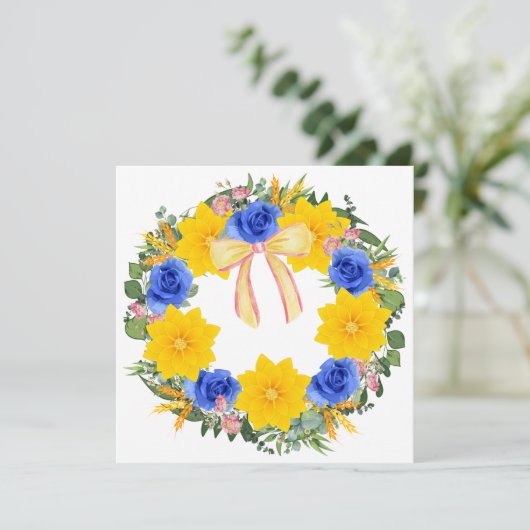 Wreath Wedwers Floral Vector Vielen Dank Einladung (Stehend Vorderseite)