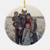 Wreath with Red Ribbon Family Photo Holiday Keramik Ornament (Hinten)
