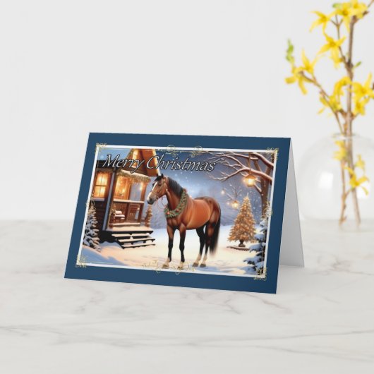 Wreathed Horse Christmas Card Karte (Gelbe Blume)