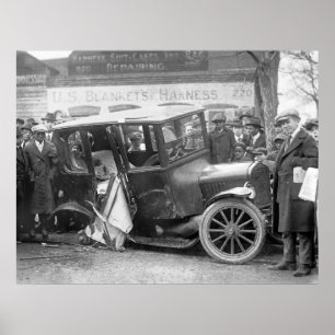 Wrecked Antique Car, 1920s Poster