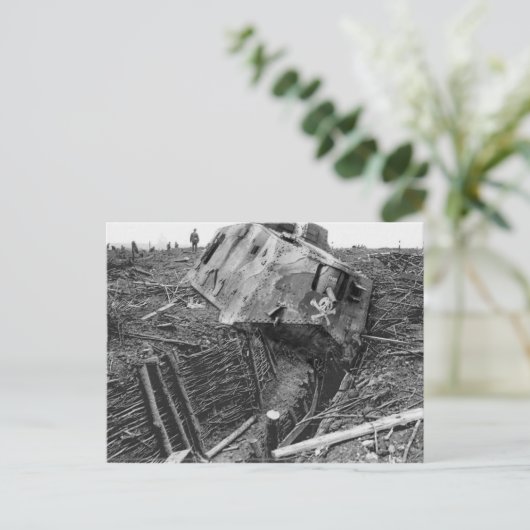 Wrecked Panzer Postkarte (Stehend Vorderseite)