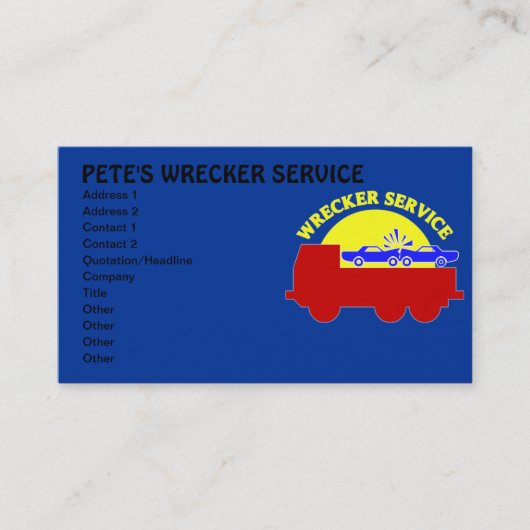 Wrecker Towing Service Business Cards Visitenkarte (Vorderseite)