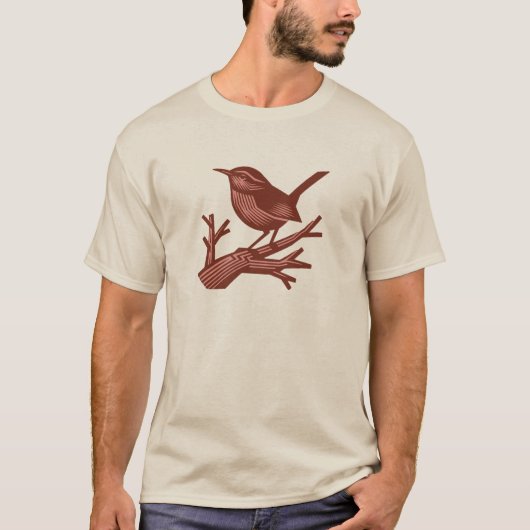 Wren auf dem Toten Baum singen T-Shirt (Vorderseite)