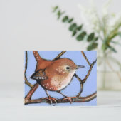WREN, BIRD, in Ölpastel Postkarte (Stehend Vorderseite)