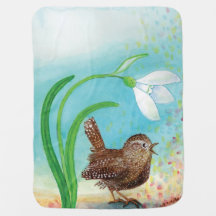 Wren Bird singt in der Morgendämmerung im Frühling