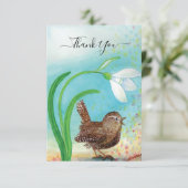 Wren Bird singt in der Morgendämmerung im Frühling Dankeskarte (Stehend Vorderseite)