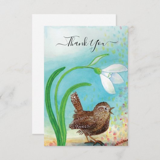 Wren Bird singt in der Morgendämmerung im Frühling Dankeskarte (Vorne/Hinten)