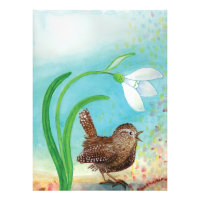 Wren Bird singt in der Morgendämmerung im Frühling