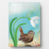 Wren Bird singt in der Morgendämmerung im Frühling Fotoplatte (Vorderseite)