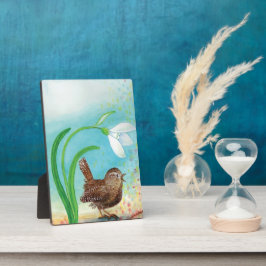 Wren Bird singt in der Morgendämmerung im Frühling Fotoplatte