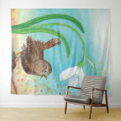 Wren Bird singt in der Morgendämmerung im Frühling Wandteppich (Beispiel (Horizontal))