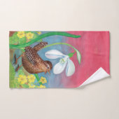 Wren Bird & Snowdrop & Spring Badhandtuch Set (Handtuch)