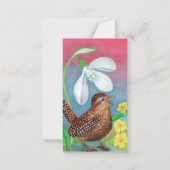 Wren Bird & Snowdrop & Spring Mitteilungskarte (Rückseite)