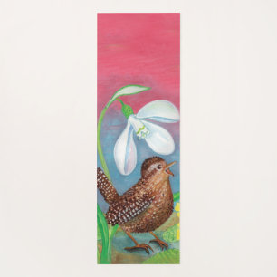 Wren Bird & Snowdrop & Spring Yogamatte