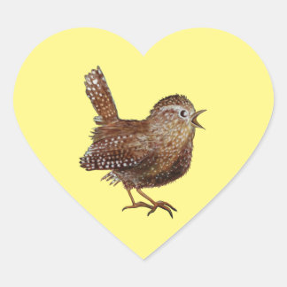 Wren Bird (Troglodytes Troglodytes) Herz-Aufkleber