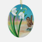 Wren Bird und Snowdrops Keramik Ornament (Rechts)