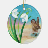 Wren Bird und Snowdrops Keramik Ornament (Links)