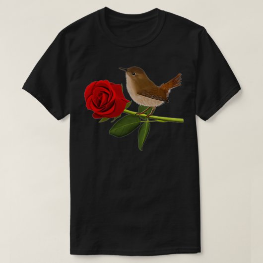 Wren Bird Valentine's Day Rose Birdlover Animal än T-Shirt (Design vorne)