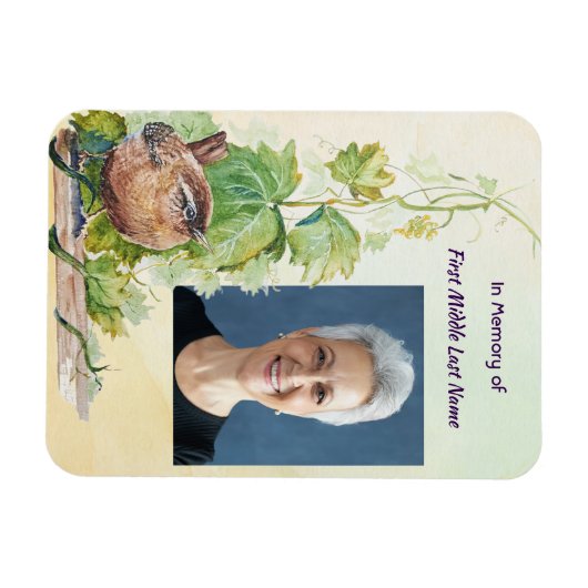 Wren Bird Vineyard Memorial Keepsake Magnet (Horizontal)