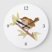 Wren Bird Wall Clock Große Wanduhr (Vorderseite)